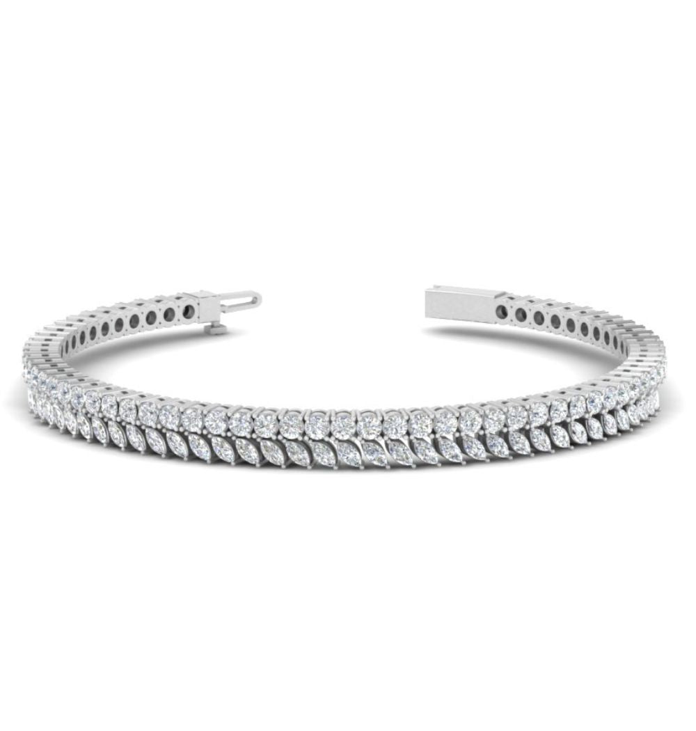 Round Cut & Marquise Cut Moissanite Tennis Bracelet