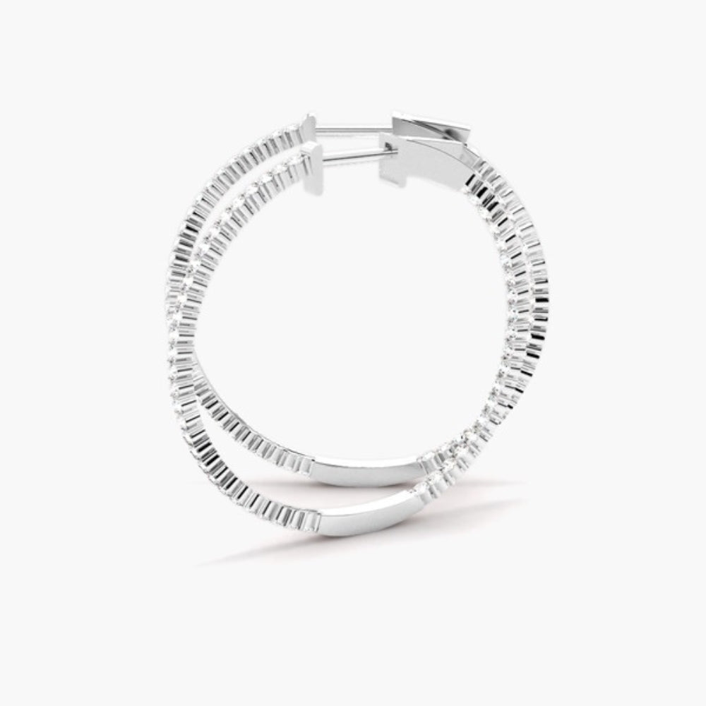 Moissanite Round Cut Pave Set Hoop Earrings