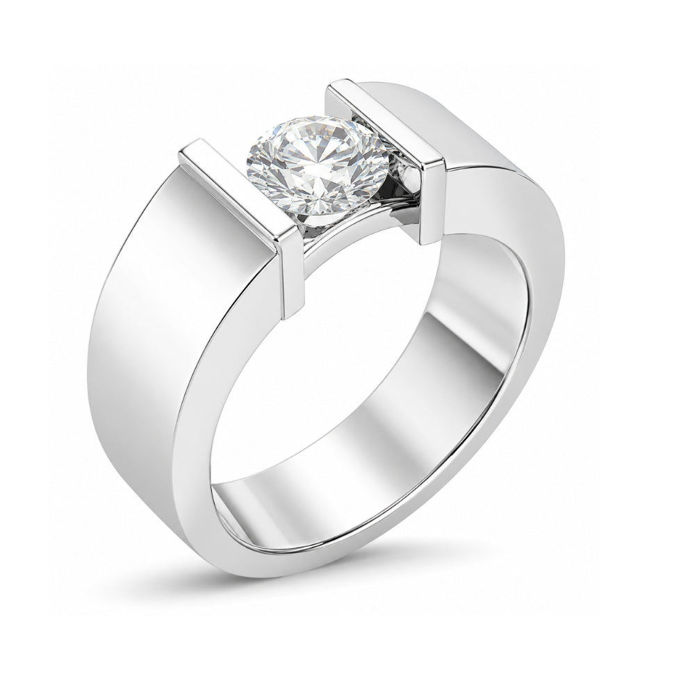 Bar Set Round Cut Lab Grown Diamond Engagement Ring