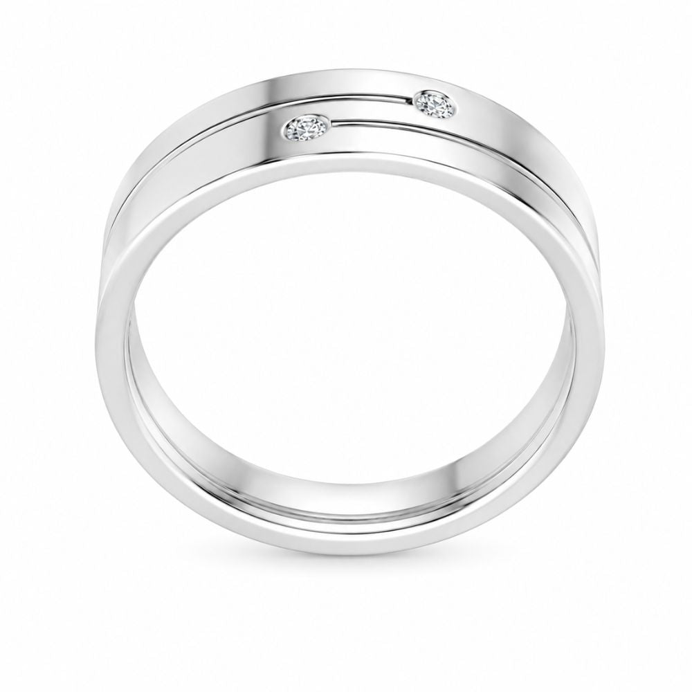 Round Cut Lab Grown Diamond Flush Set Wedding Band For Him