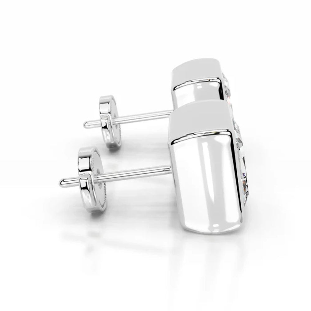 Princess Cut Moissanite Bezel Set Solitaire Earring