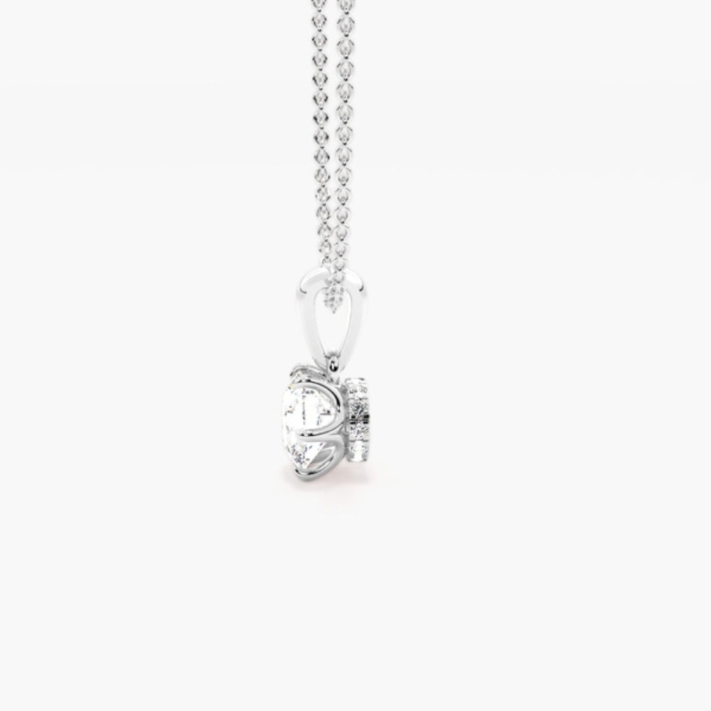 Round Cut Moissanite Hidden Halo Pendant