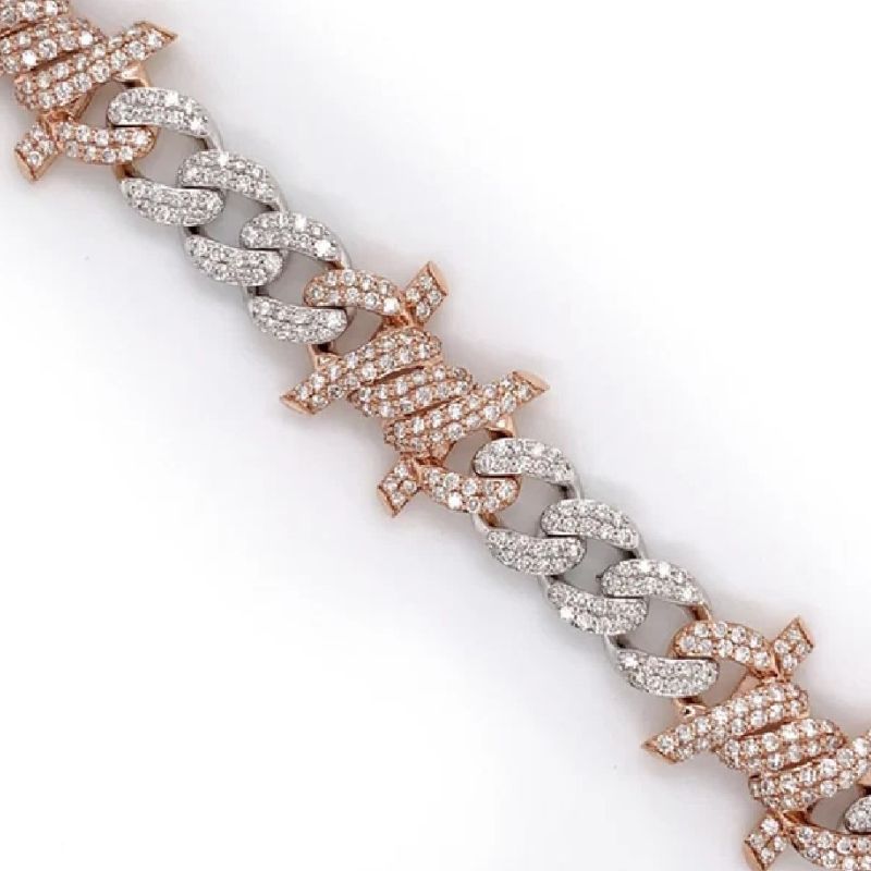 Iced Out Moissanite Barb Wire Hip Hop Bracelet