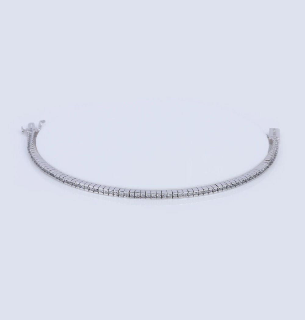 Round Cut Bar Set Moissanite Bracelet For Anniversary Gift