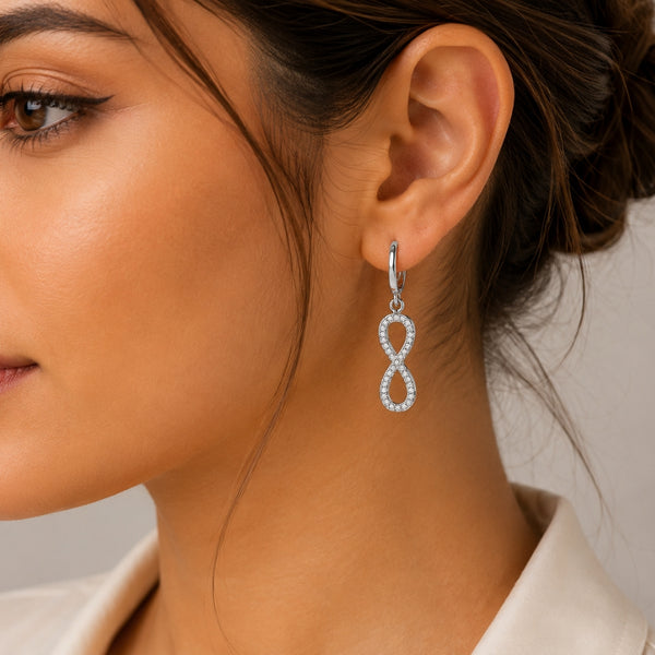 Moissanite Round Cut Infinity Style Drop Dangle Earrings