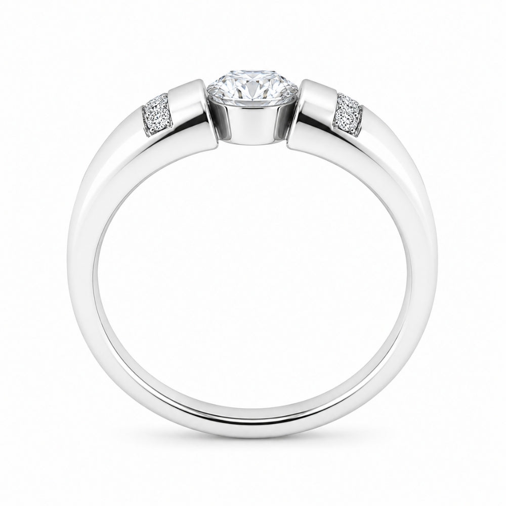 Round Cut Bar Set Lab Grown Diamond Men's Ring For Anniversary Gift