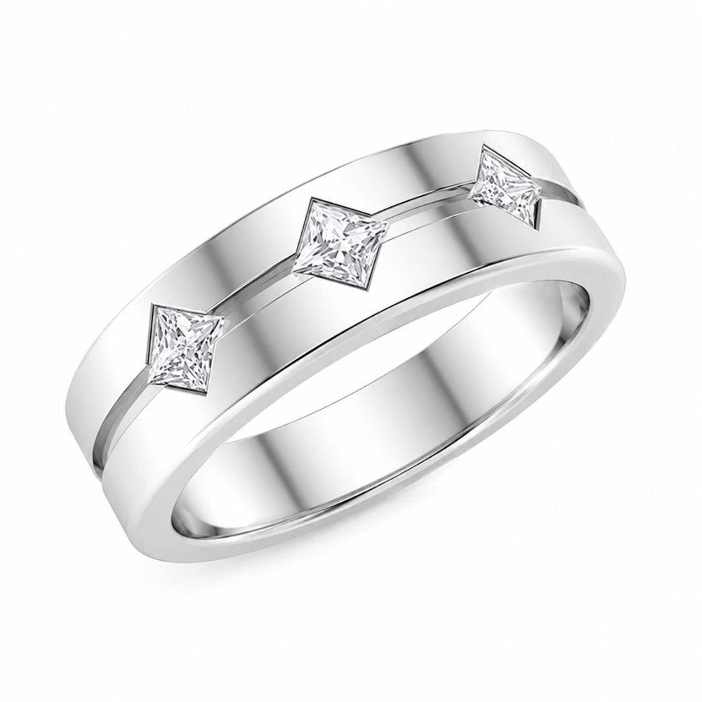 Princess Cut Lab Grown Diamond Wedding Band For Men