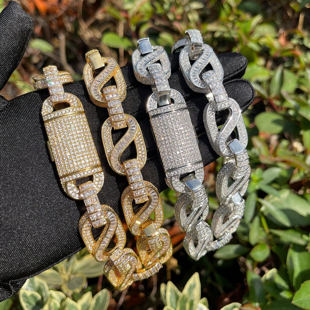 Round & Baguette Cut Lab Grown Diamond Classic Cuban Chain