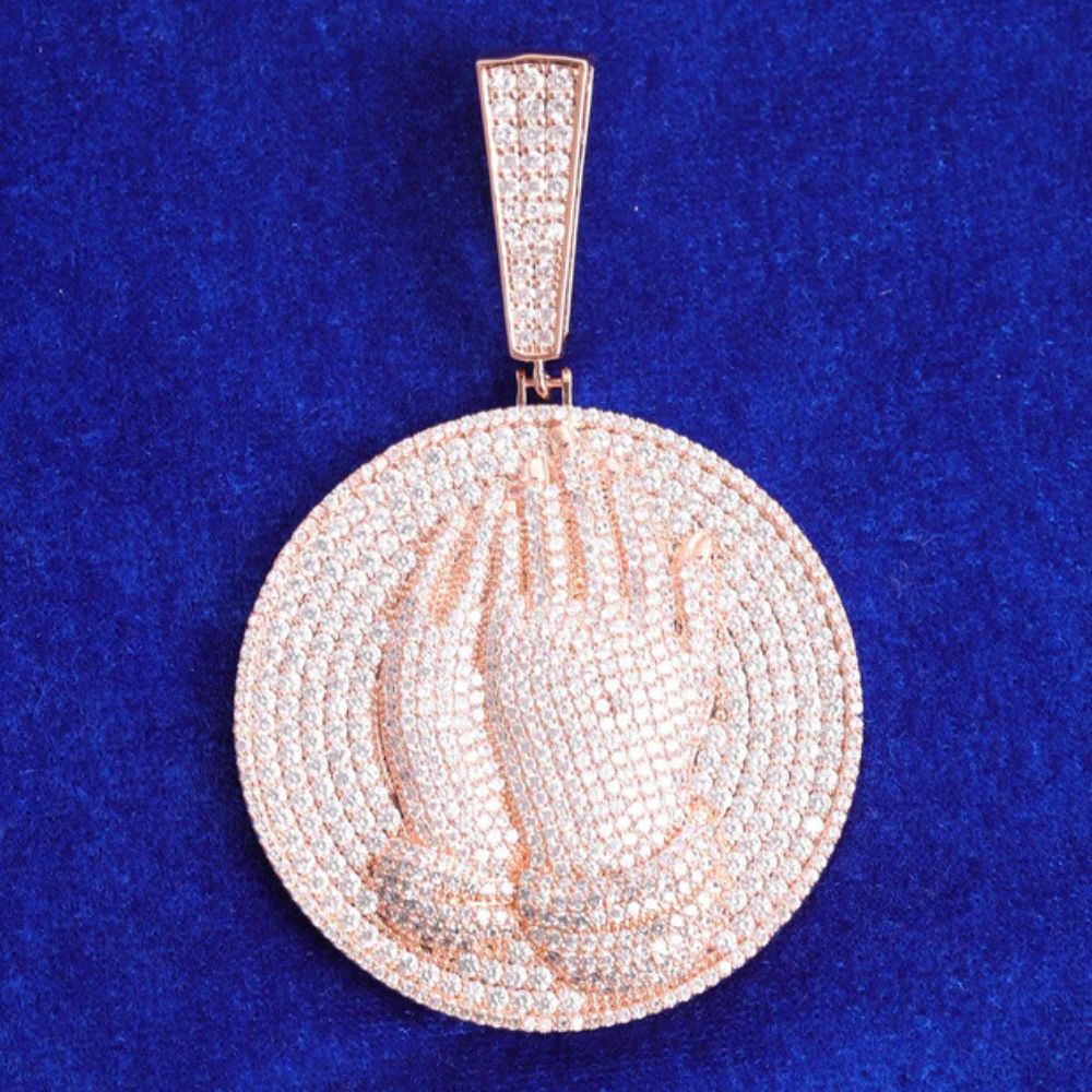 Round Cut Lab Grown Diamond Iced Out Hip Hop Pendant