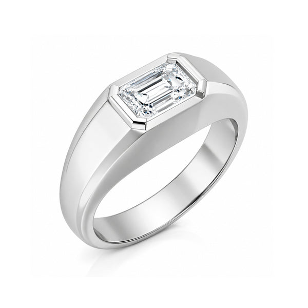 Emerald Cut Solitaire Bar Set Lab Grown Diamond Promise Ring