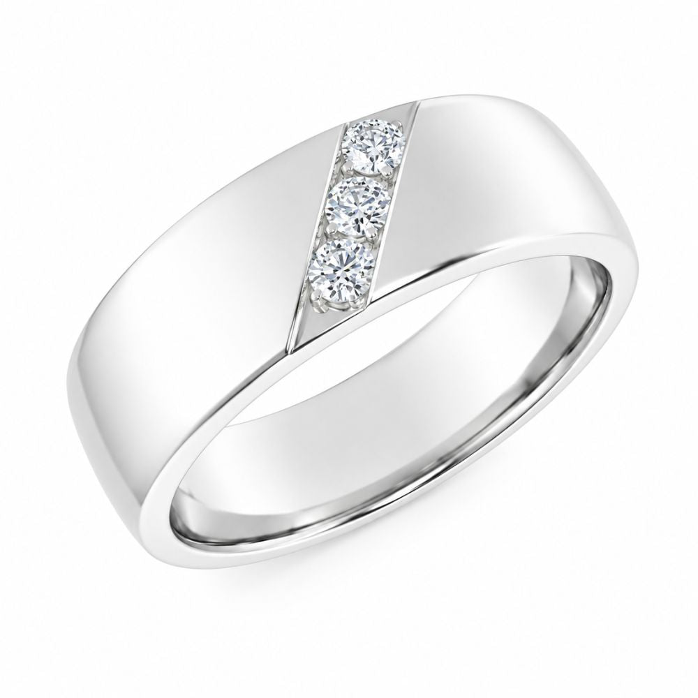 Round Cut Lab Grown Diamond Pave Set Wedding Band For Him