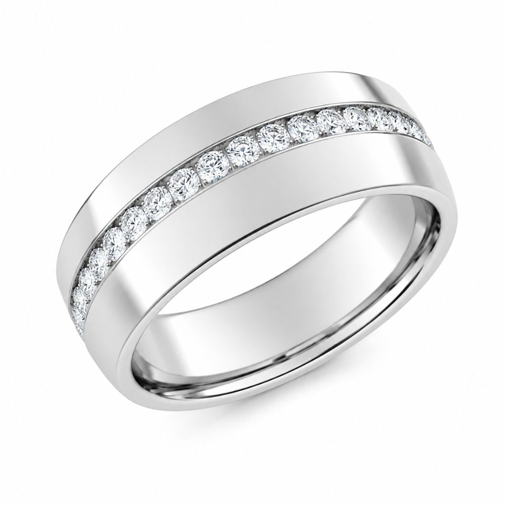 Lab Grown Diamond Round Cut Pave Set Band For Him