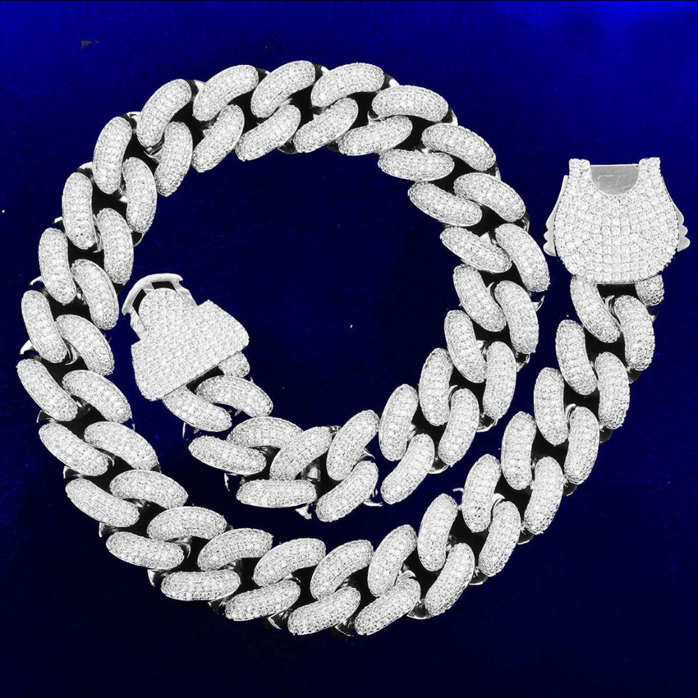 Iced Out Round Cut Lab Grown Diamond Miami Cuban Link Chain