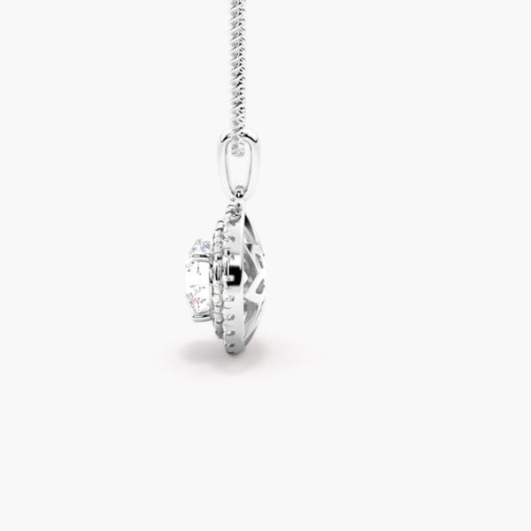 Round Cut Moissanite Double Halo Style Pendant