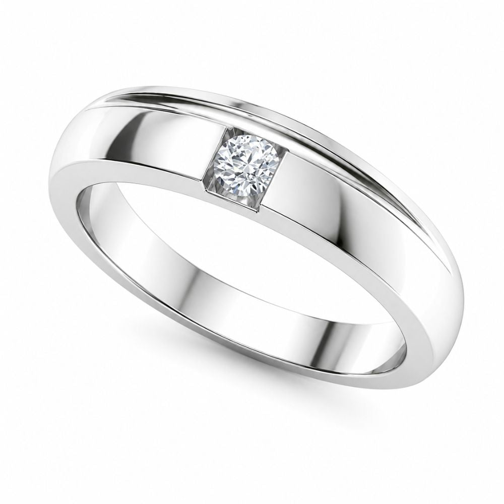 Round Cut Lab Grown Diamond Classic Men's Wedding Band