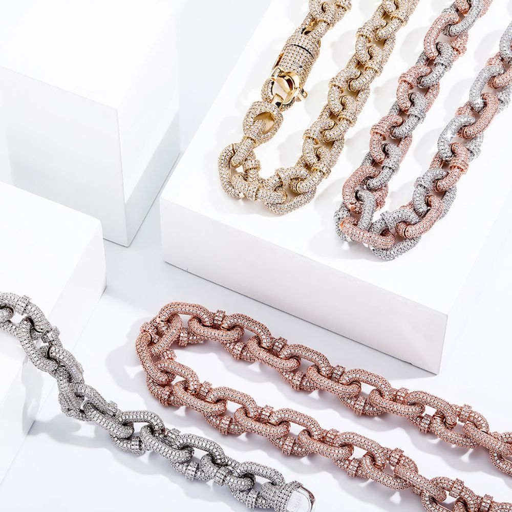 Round Cut Twisted Link Lab Grown Diamond Cuban Chain