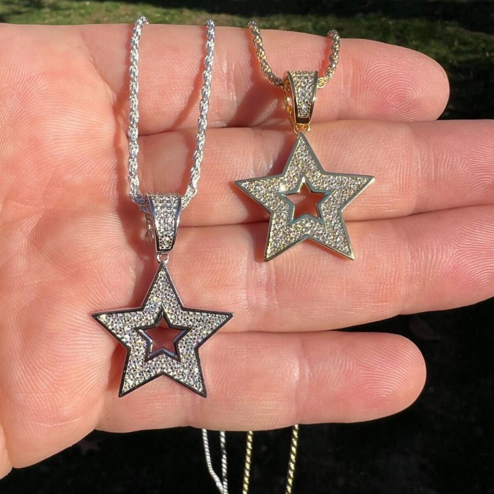 Iced Out Moissanite Diamond Star Unisex Hip Hop Pendant