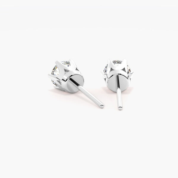 Round Cut Moissanite Six Prong Solitaire Stud Earring