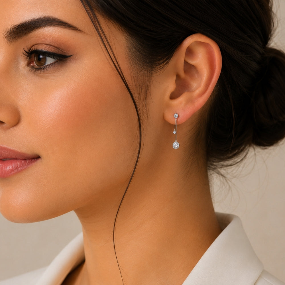 Moissanite Round Cut Classic Drop Dangle Earrings For Her