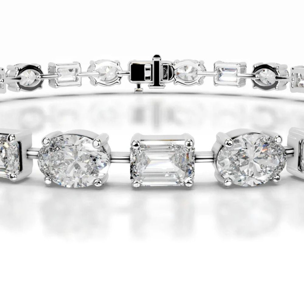 Emerald Cut & Oval Cut Moissanite Tennis Bracelet