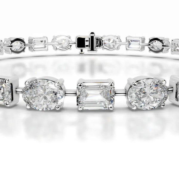 Emerald Cut & Oval Cut Moissanite Tennis Bracelet