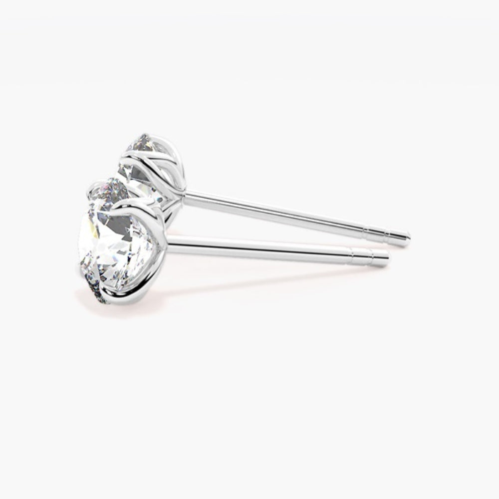 Round Cut Moissanite Solitaire Claw Prong Stud Earring
