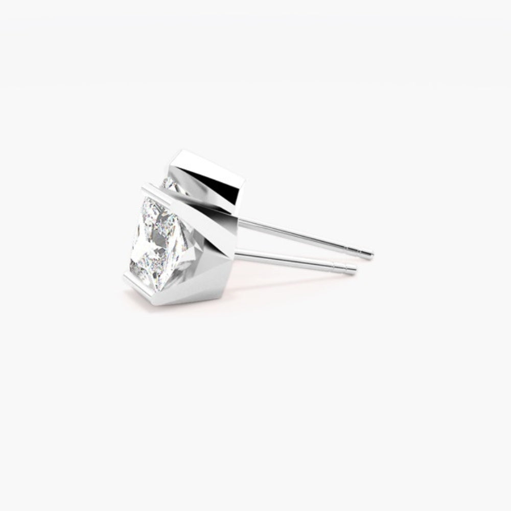 Princess Cut Moissanite Bar Set Solitaire Earring