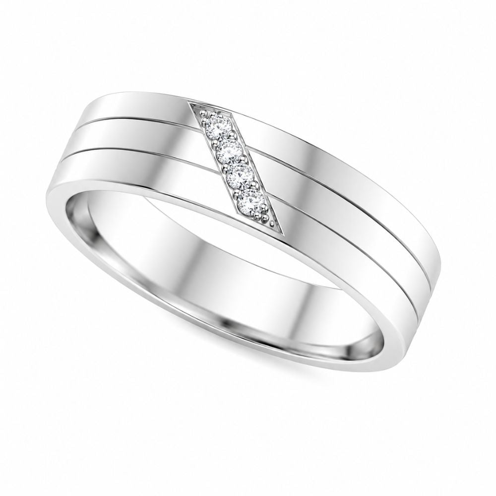 Round Cut Lab Grown Diamond Pave Set Men's Band