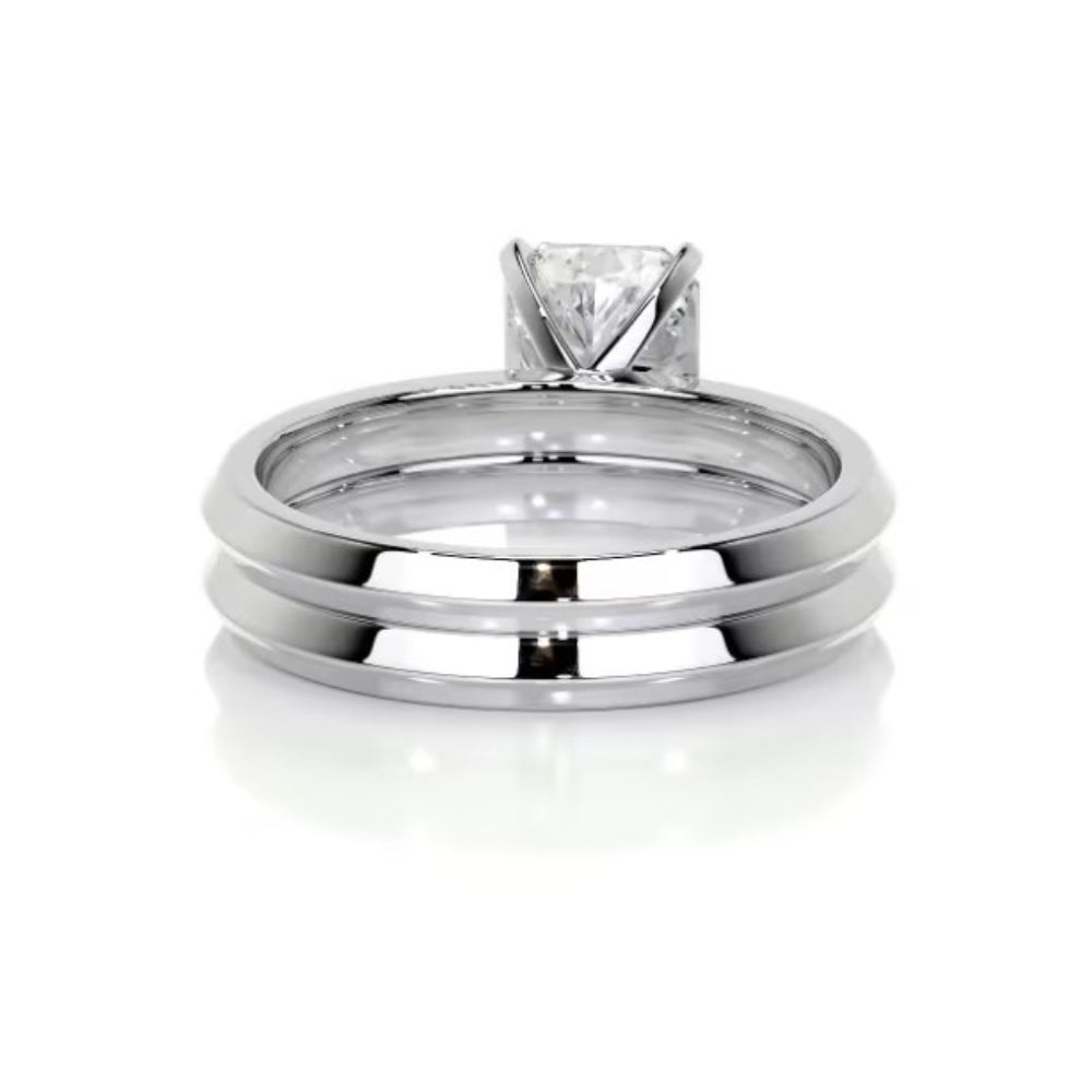 Radiant Cut Moissanite Solitaire Ring Set For Bridal