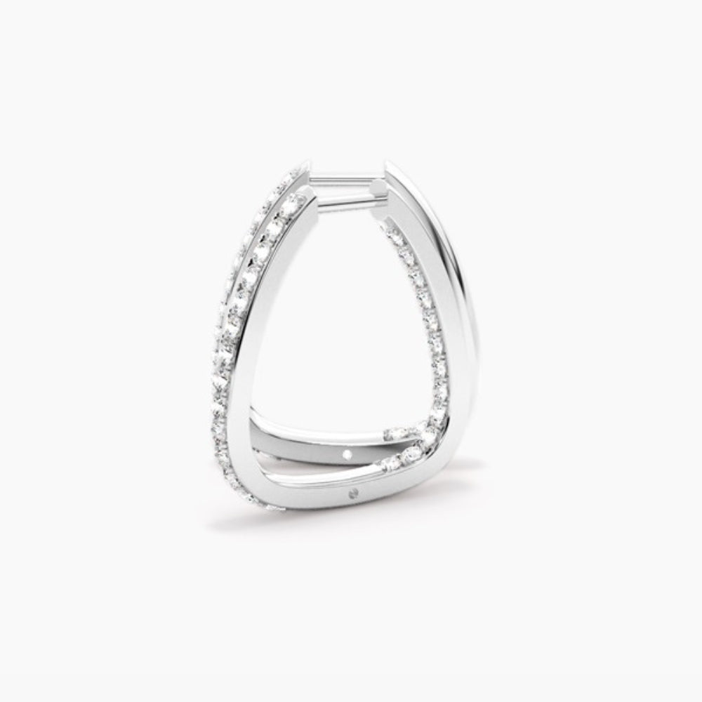 Colorless Moissanite Round Cut Pave Set Hoop Earrings For Women