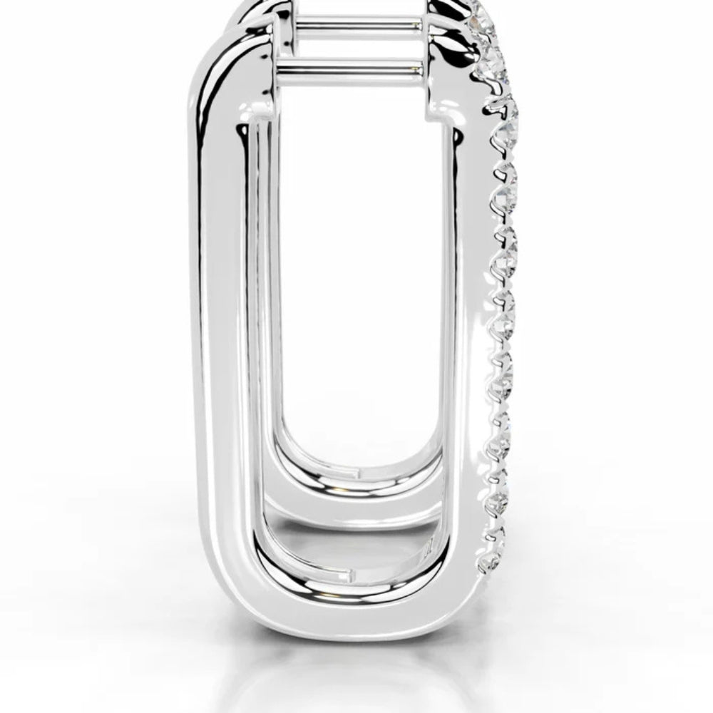 Round Cut Moissanite  Pave Set Classic Hoop Earrings