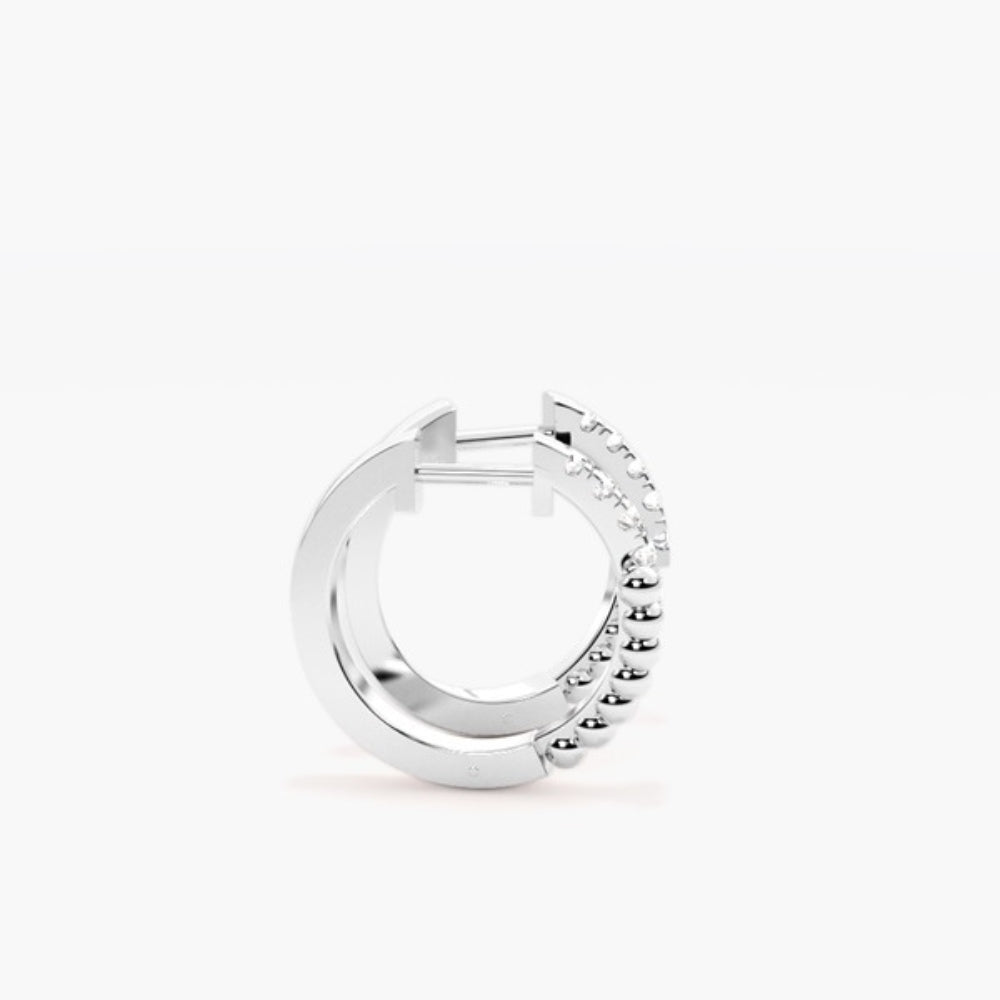 Round Cut Moissanite Filligree Style Hoop Earring