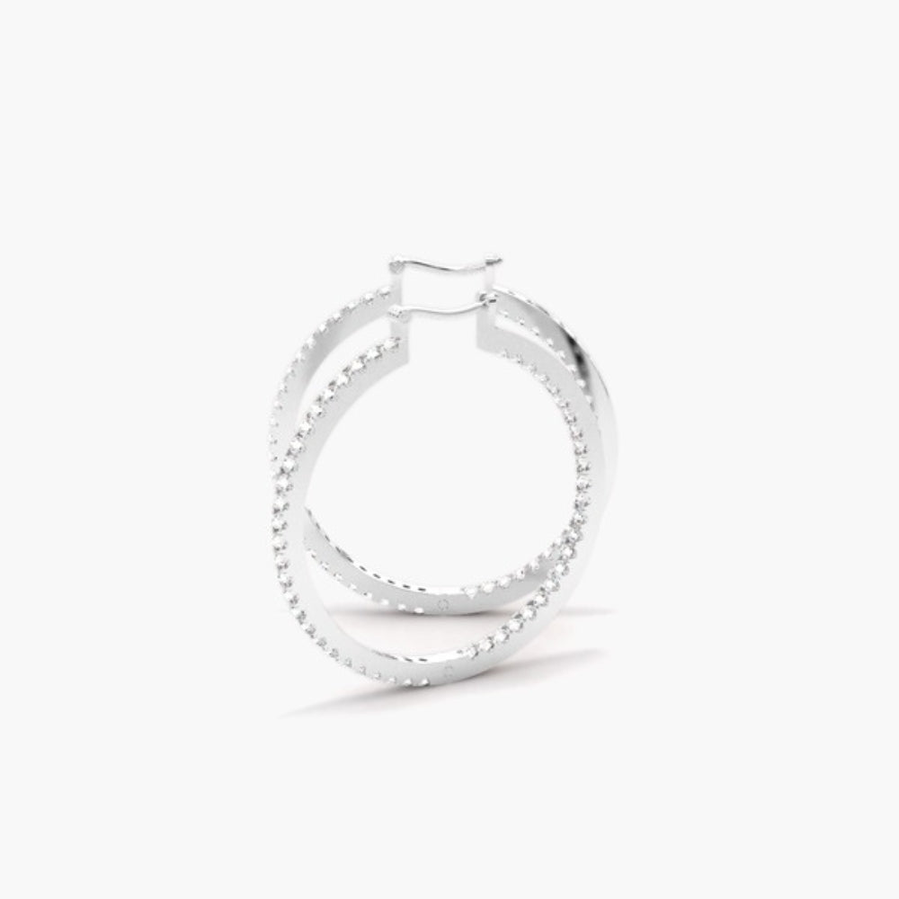 Classic Round Cut Pave Set Moissanite Hoop Earrings