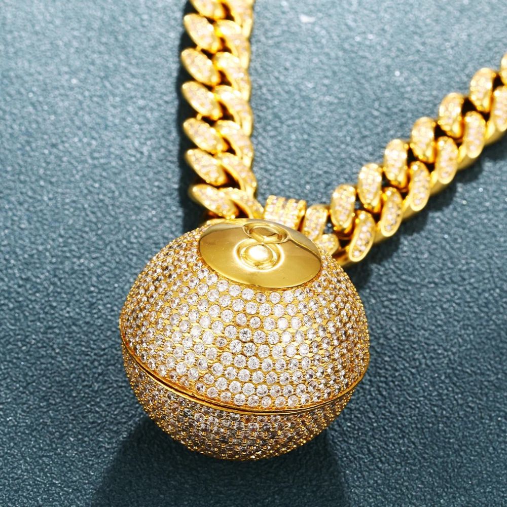 Iced Out Moissanite 8 Ball Hip Hop Pendant