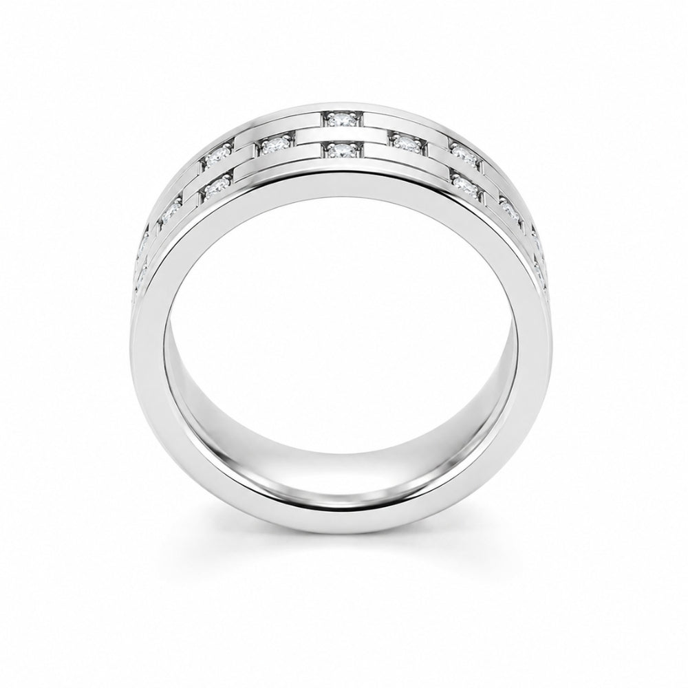 Lab Grown Diamond Round Cut Distance Pave Set Wedding Band