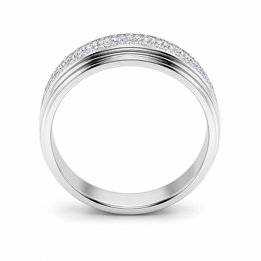 Round Cut Pave Set Lab Grown Diamond Band For Anniversary Gift