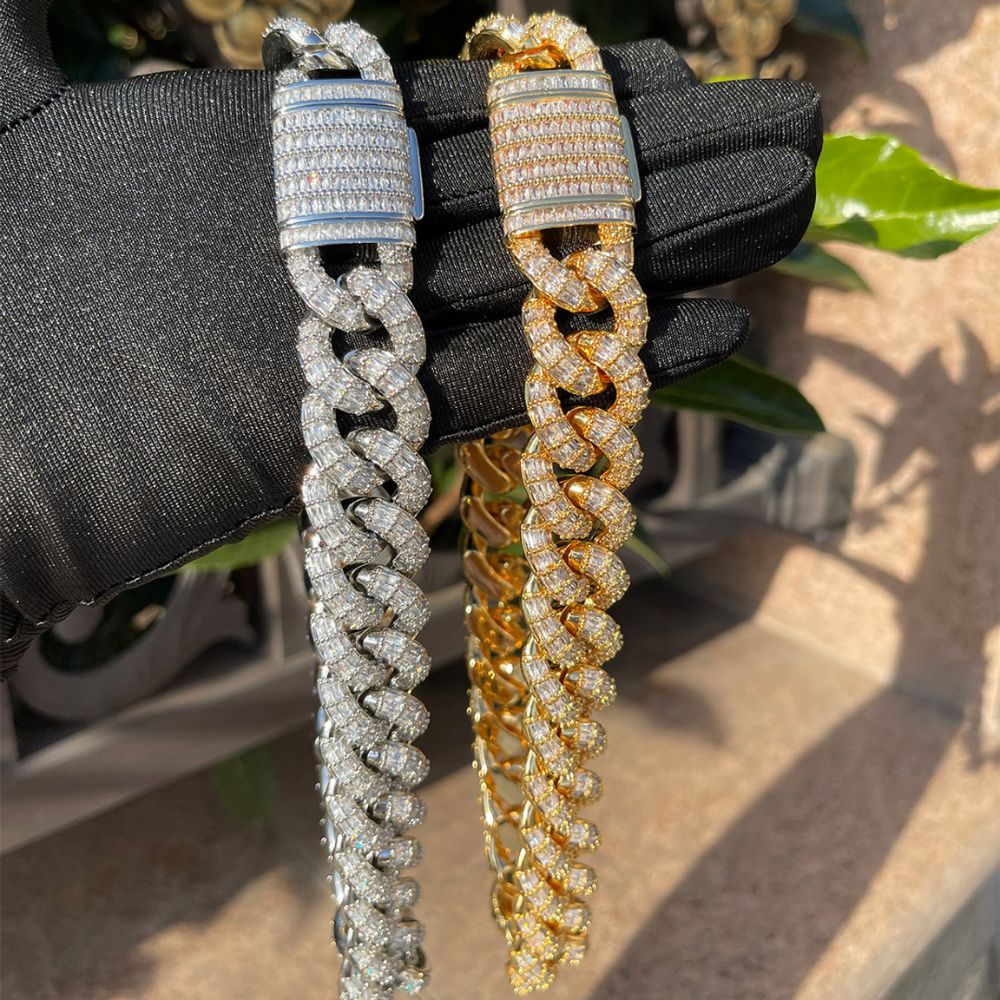 Baguette Cut Lab Grown Diamond Cuban Link Chain