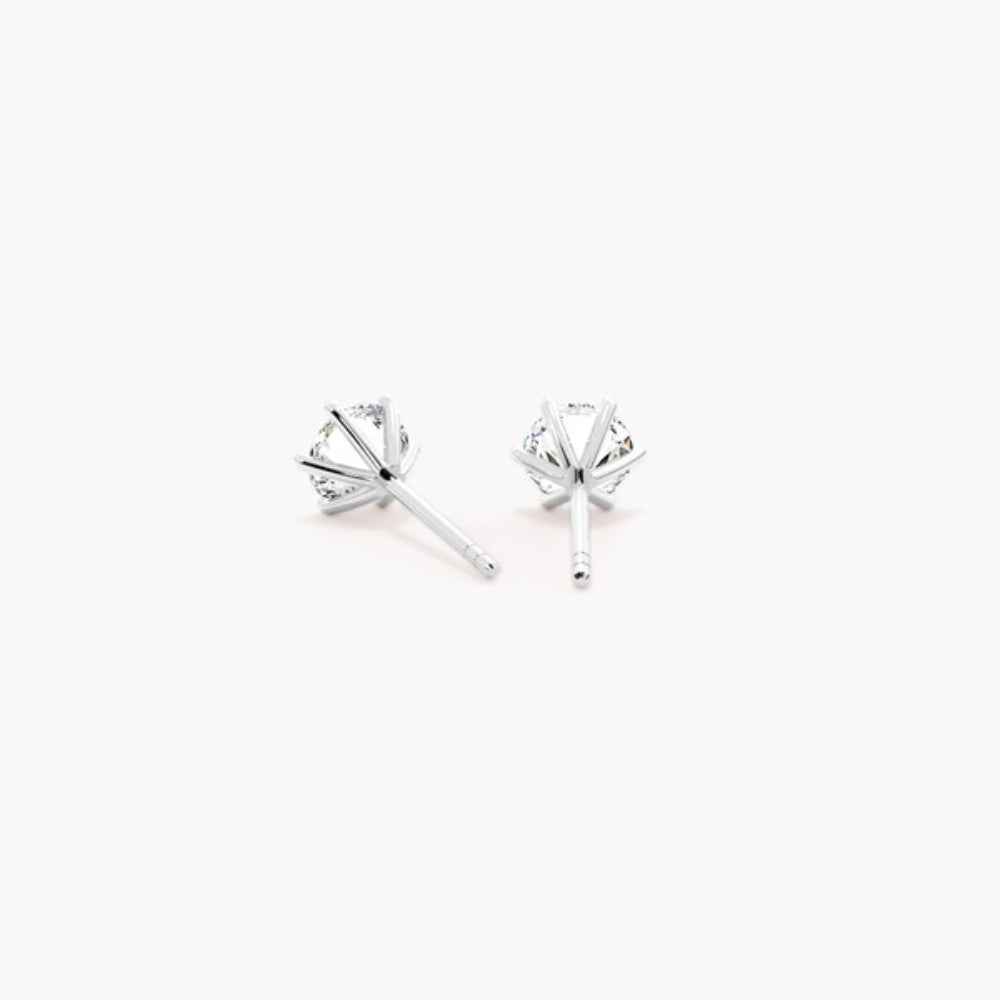 Round Cut Moissanite Six Prong Solitaire Stud Earring