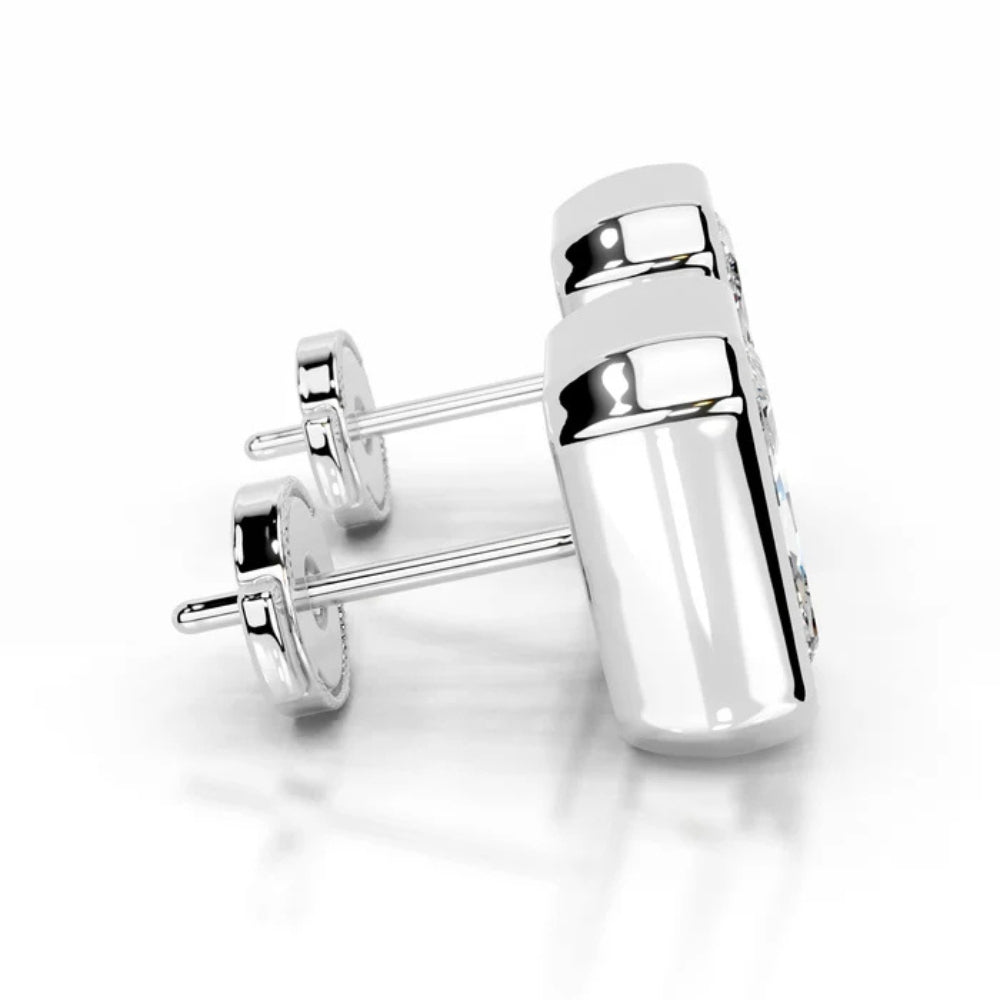 Radiant Cut Bezel Set Moissanite Solitaire Earring