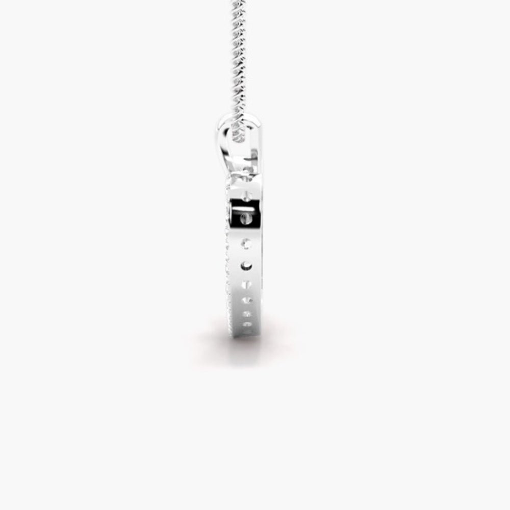 Round Brilliant Cut Moissanite Pave Set Pendant