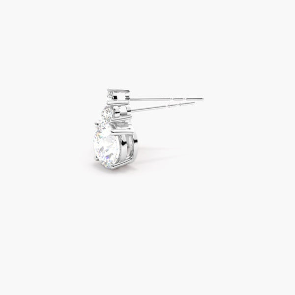 Round Cut Moissanite Two Stone Stud Earring