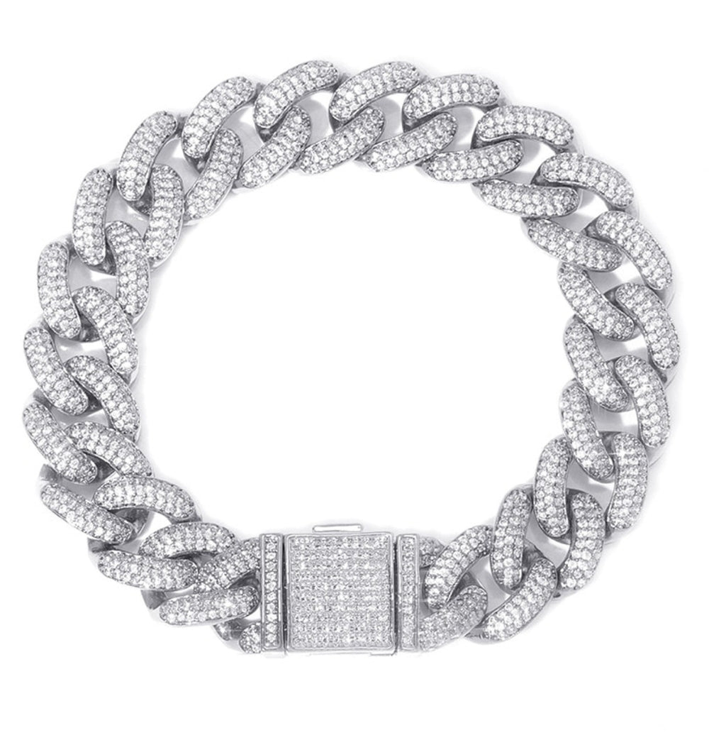 Round Brilliant Cut Moissanite Cuban Link Hip Hop Bracelet