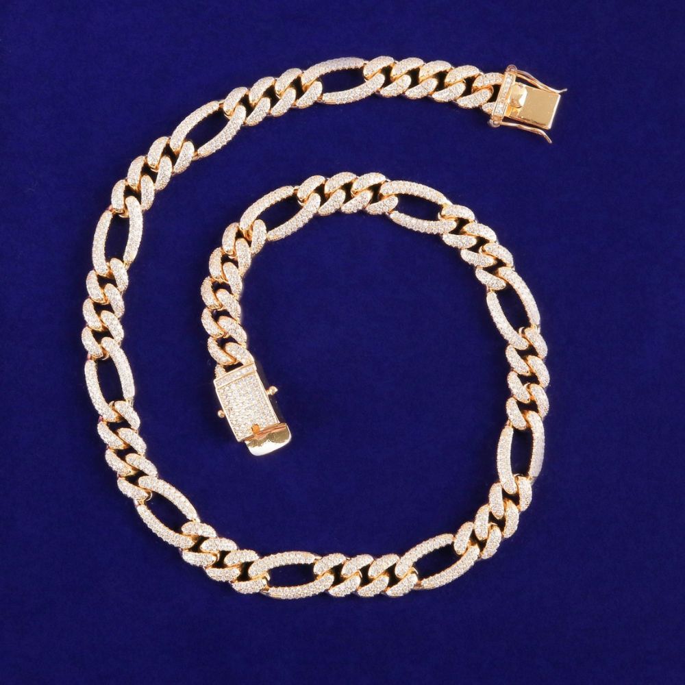 Round Cut Lab Grown Diamond Figaro Cuban Link Chain