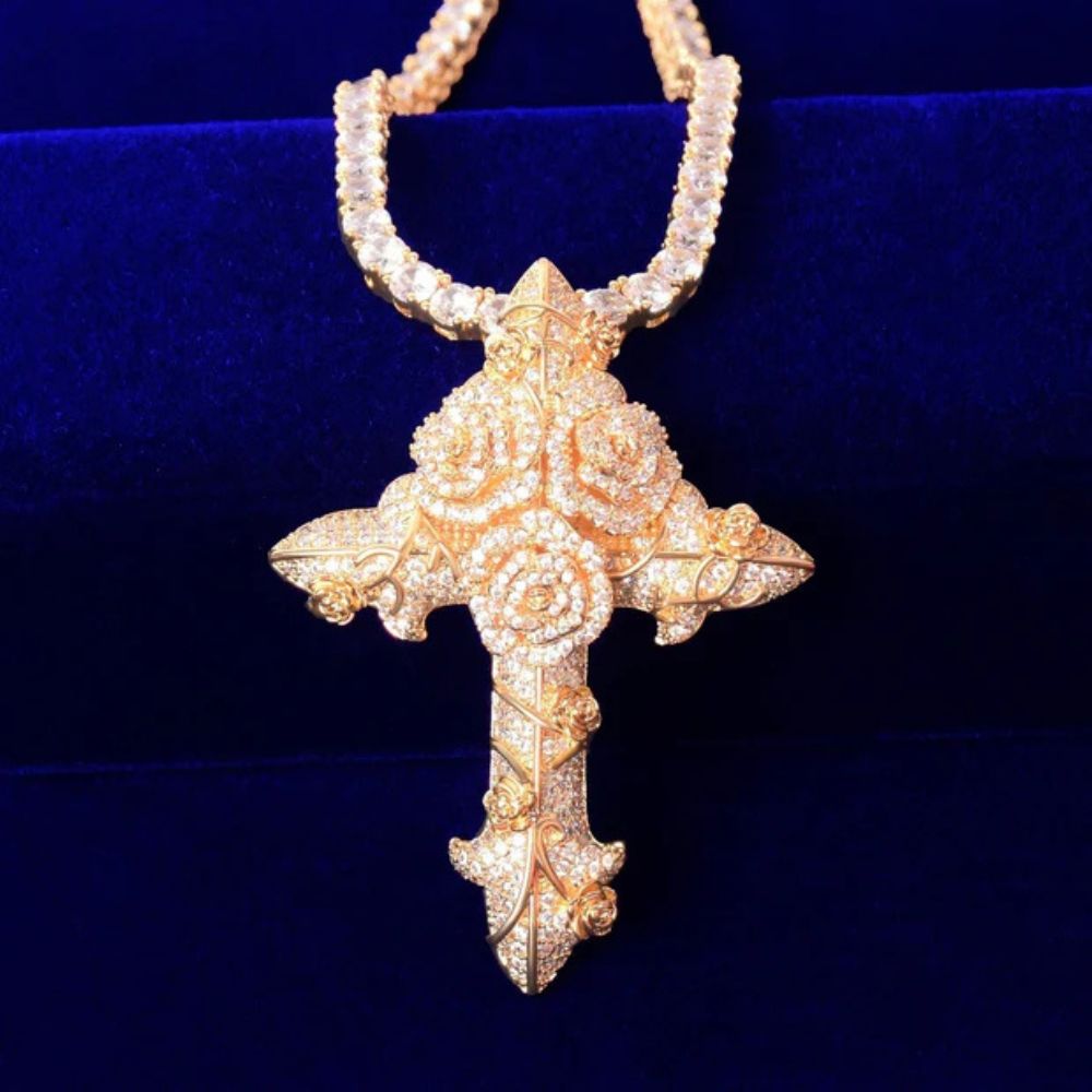 Lab Grown Diamond Round Cut Cross Hip Hop Pendant