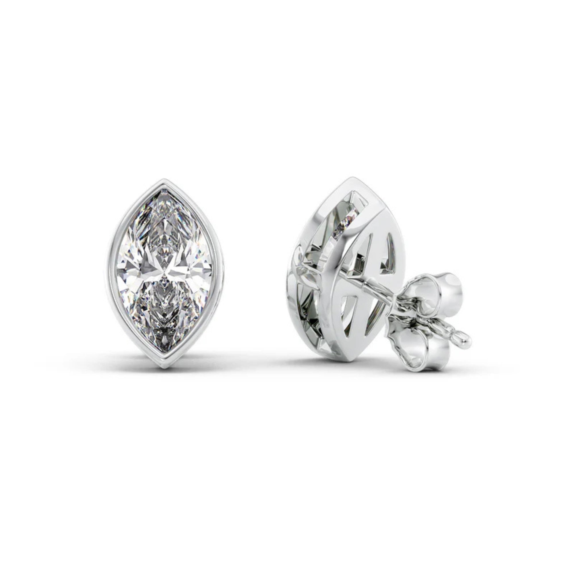 14K White Gold Marquise Cut Moissanite Women Earring