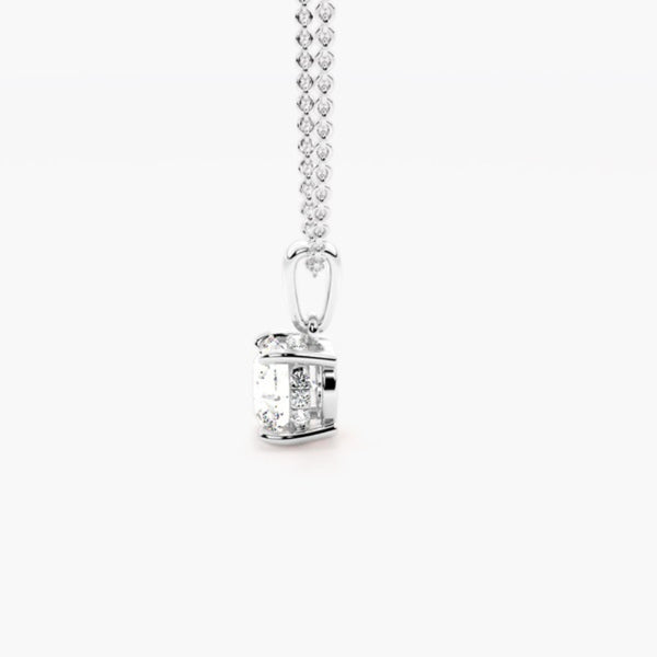 Round Cut Moissanite Hidden Halo Pendant