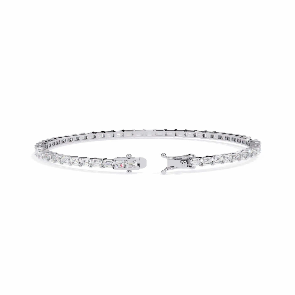 Emerald Cut Moissanite Tennis Bracelet For Anniversary Gift