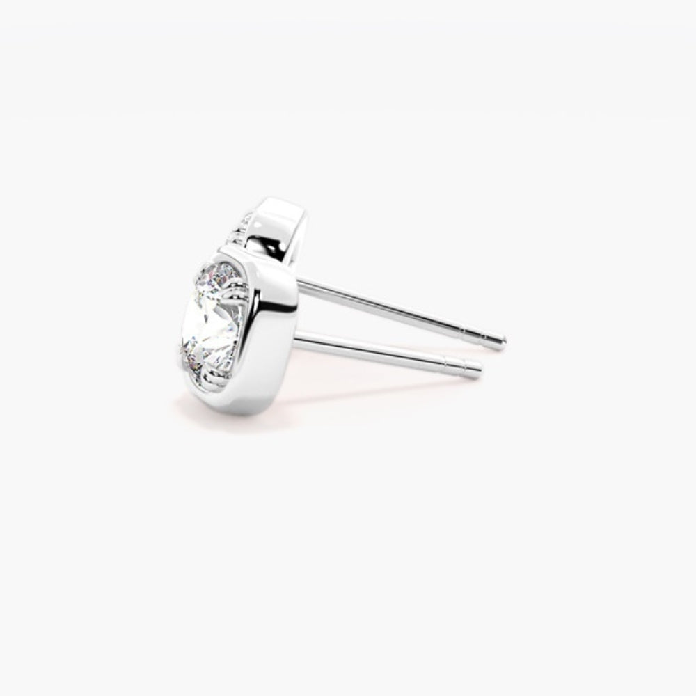 VVS1 Round Cut Moissanite Bezel Set Earring