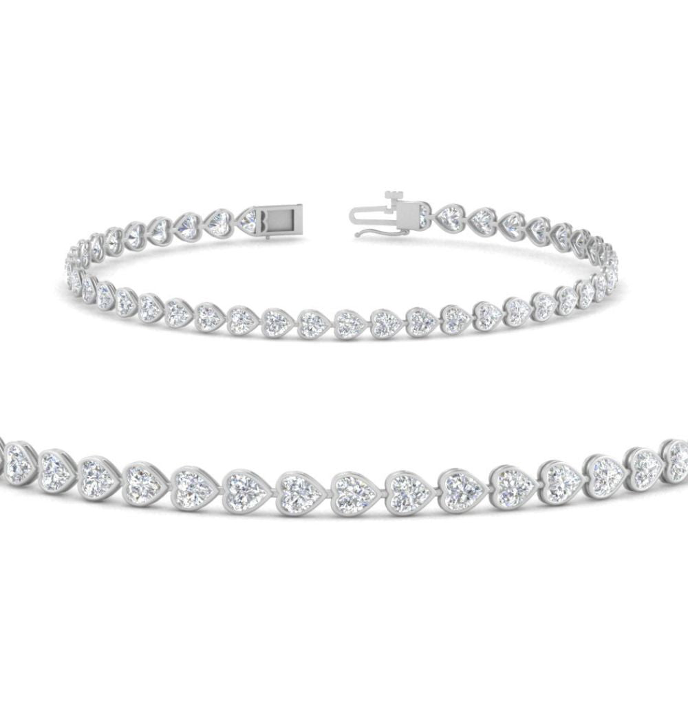Heart Cut Colorless  Moissanite Bezel Set Bracelet