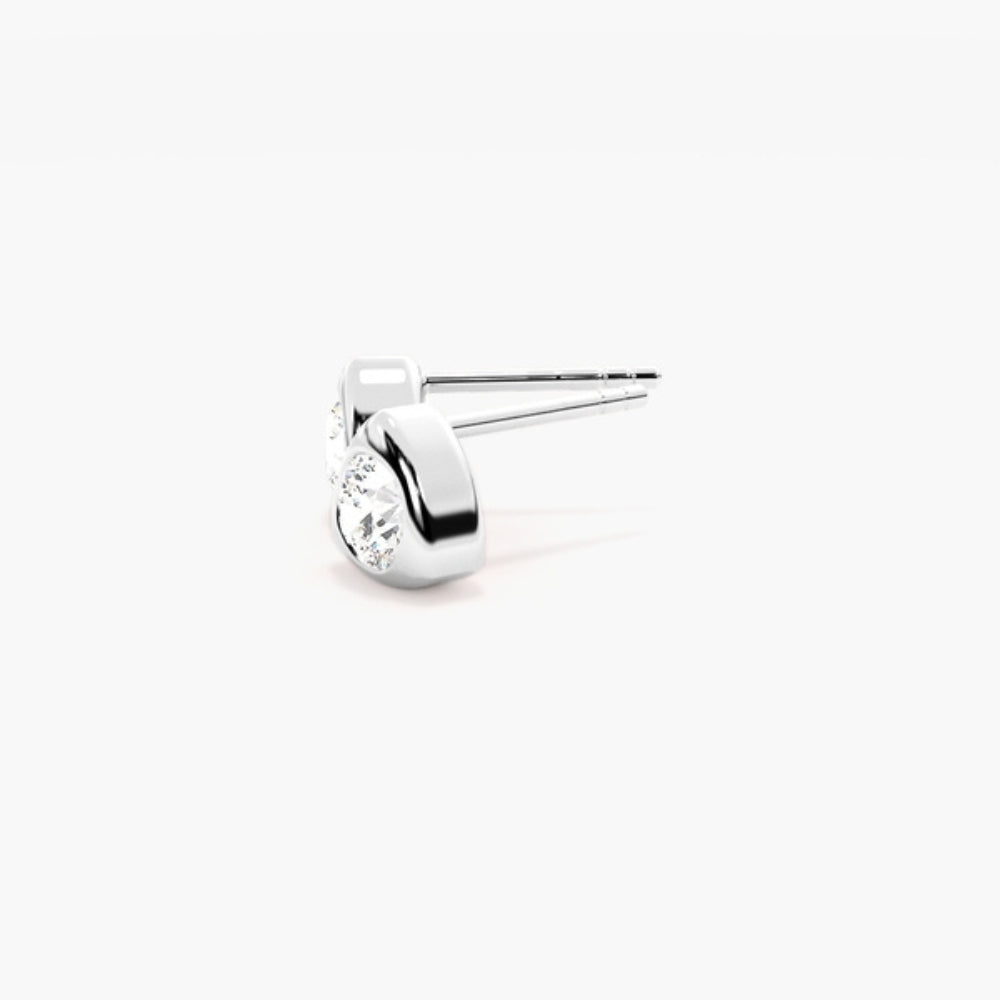 Round Cut Moissanite Bezel Set Solitaire Stud Earring